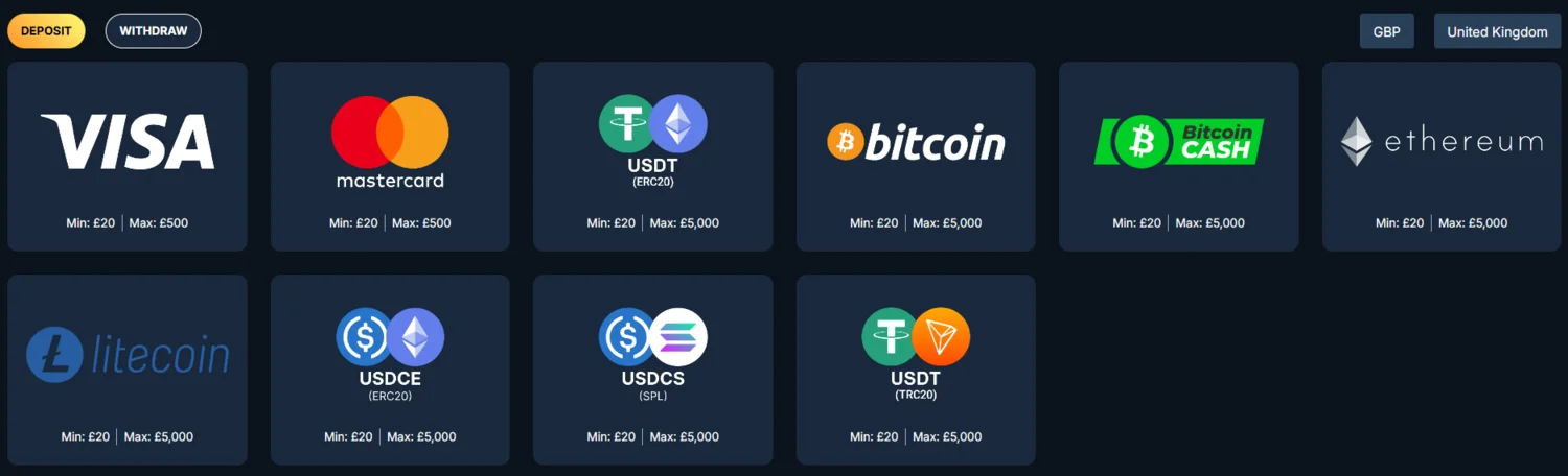 KaleoCasino Deposit Methods